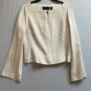 Dana Buchman Silk Cream Long-Sleeve Satin Top Sz 8
